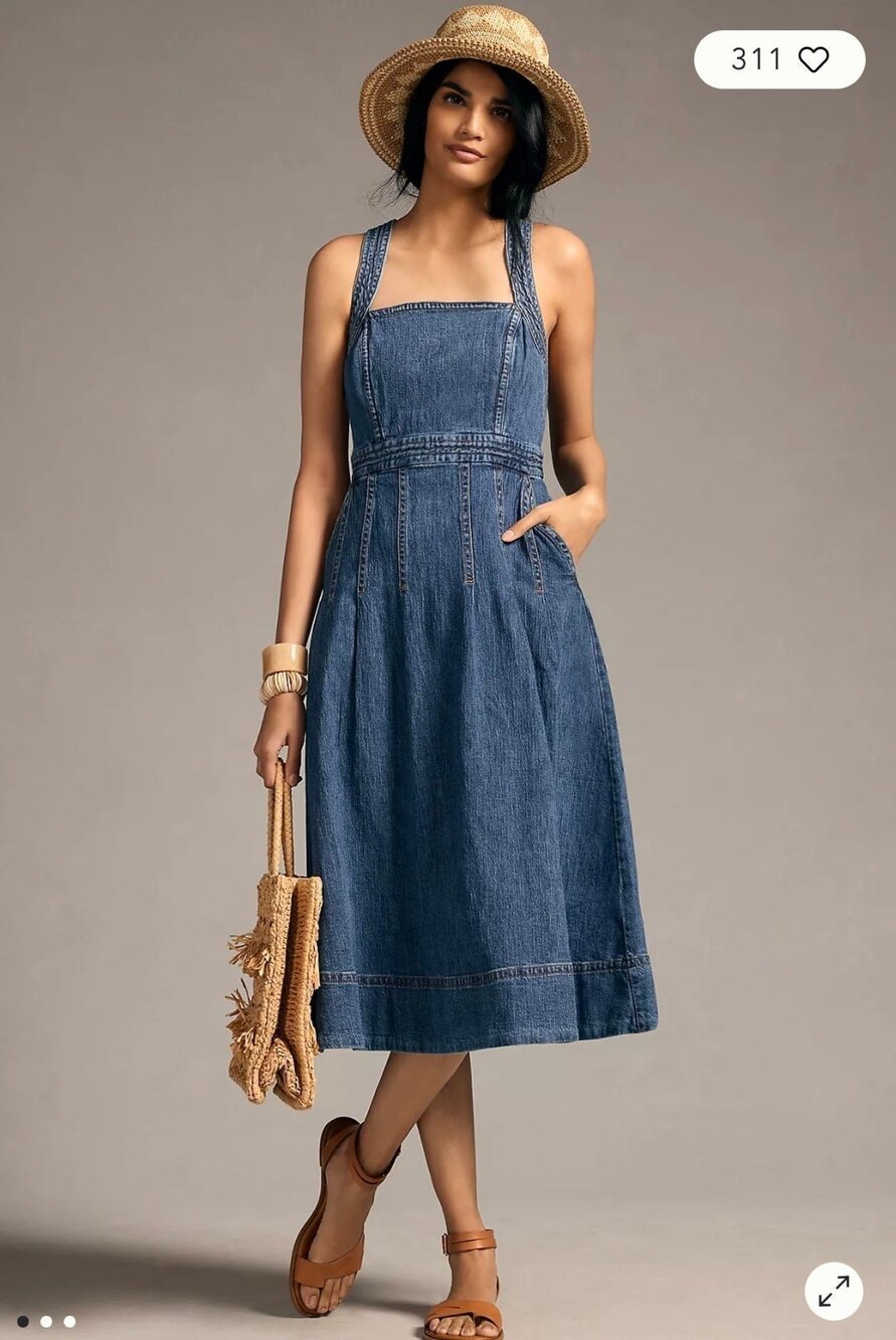 NWT❤️Pilcro Denim Midi Dress sz12 - Picture 1 of 9